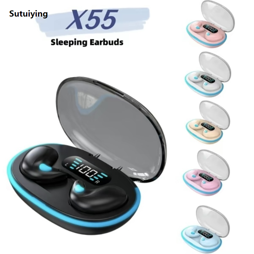 Sutuiying X55 Sleep Earbuds Bluetooth Wireless Headphones Earbuds Over-Ear Profesional Bluetooth Headphones Bass Noise Canceling Earbuds Hi-Fi Stereo