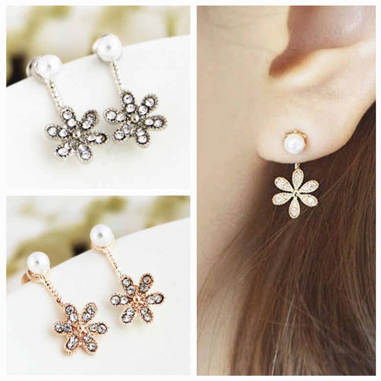 【Special offer】Ins Style Black Zircon Mini Flower Earrings Women's Simple Elegant Ear Jewelry New Earrings Ring