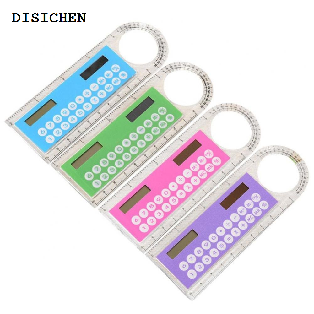 DISICHEN Luxury 1/3/5PCS Mini Portable Multifunction Colorful Student Ruler Calculators Portable Solar Energy Counters Random Color Student