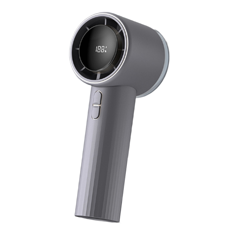 High-Speed Rechargeable Handheld Turbo Fan Portable Mini Hand Fan Featuring Flashlight, Digital Display, Travel/Home