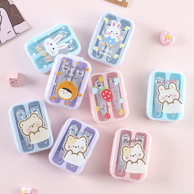 Nail clipper set 2 piece set for female cute cartoon nail clippers nail clippers nail clippers flat bevel cartoon nail clippers set