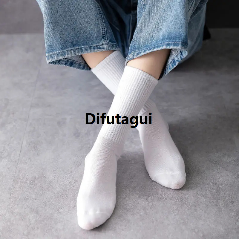 Difutagui Hot Selling Calcified Warm Black White Women's Stocking Rings Pure Wool Socks Luxury 3/1 Pair Double Thickened Cotton Men's Thick Socks Men's Athleisure Element