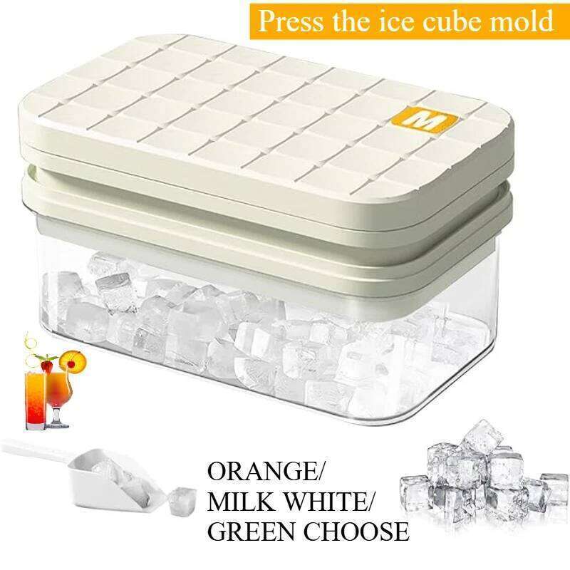 Large Capacity Silicone Tray Press-Type with Lid Stackable Ice Cube Trays Easy Drinks Coffee tail Make
