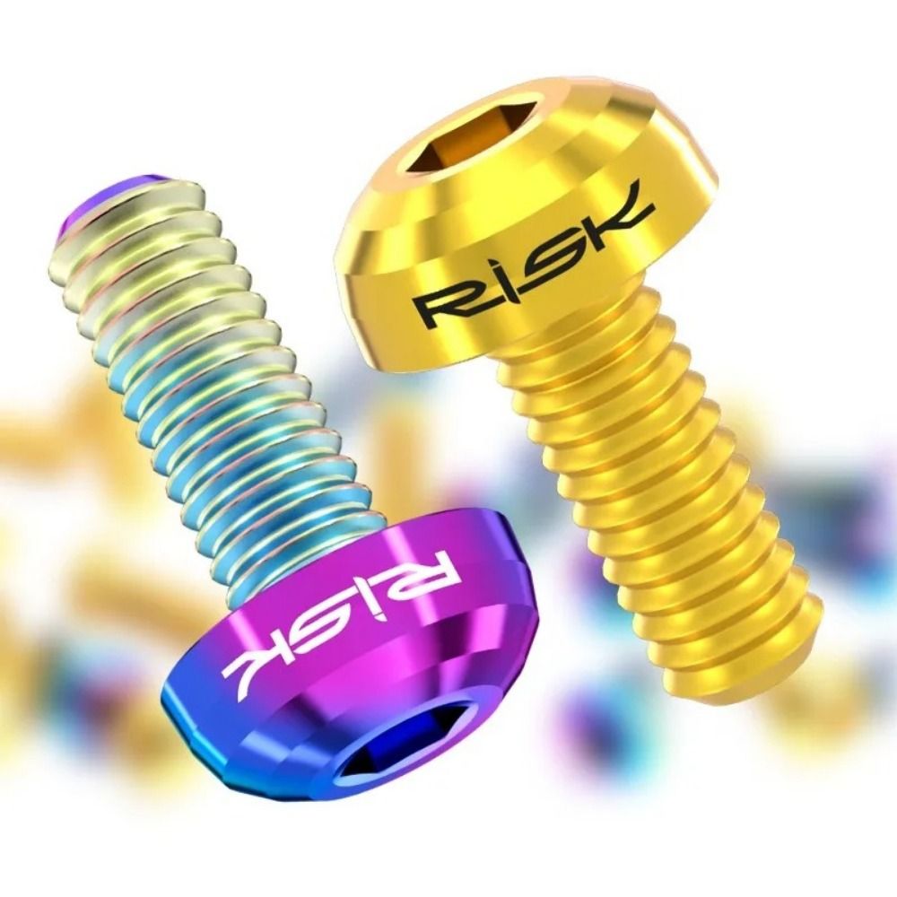 RISK 2pcs/box Road MTB Titanium Alloy Bike Bicycle M5x12 Water Bottle Cage Fixing Bolts Air Pump Holder Bracket Fixed Screw