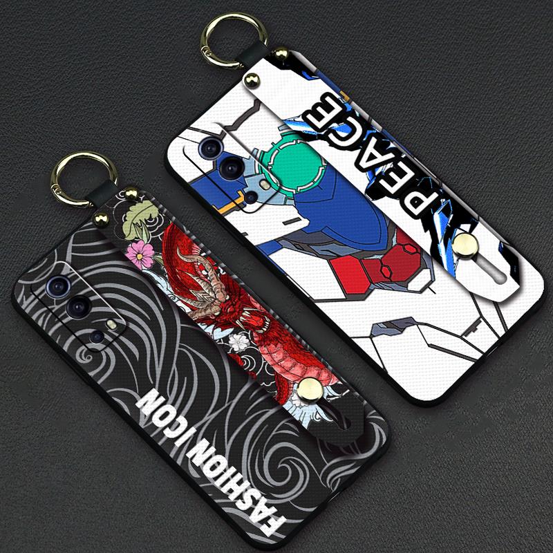 Graffiti Shockproof Phone Case For VIVO IQOO Z3 5G/Y72 5G/Y52 Lanyard Wristband personality Waterproof Wrist Strap ring