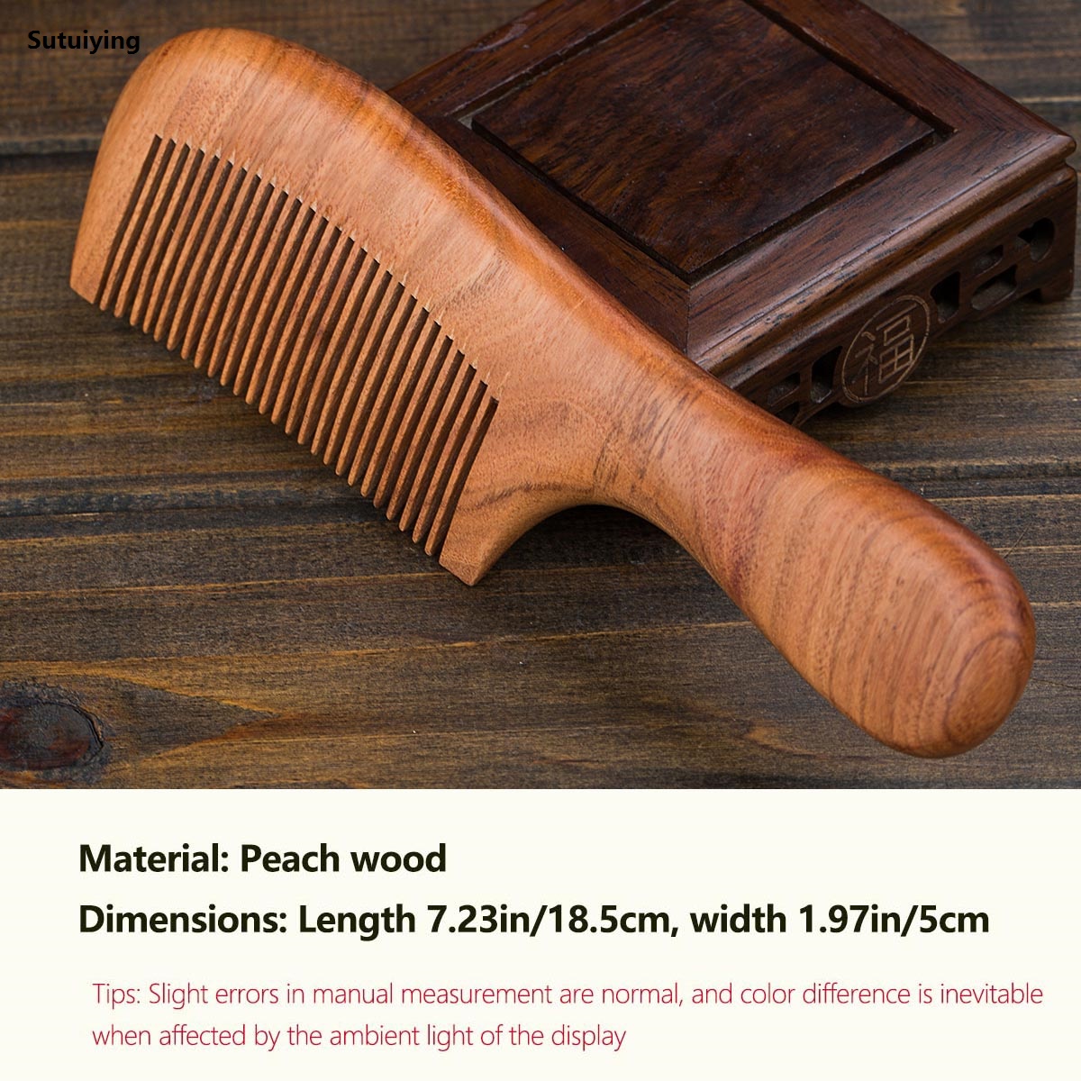 Sutuiying Natural Peach Wood Comb Close Teeth Anti-Static High Quality Head Massage Hair HealthTools