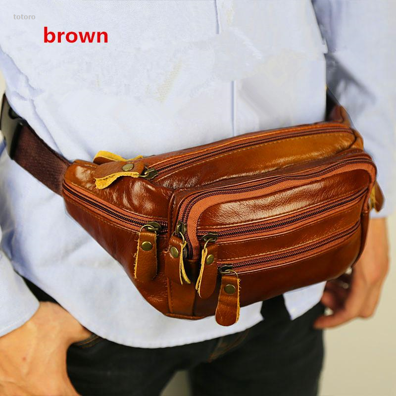 NEW totoro 【ZOETN-HOT TOY Store】Leather Portable Waist bag men's bag