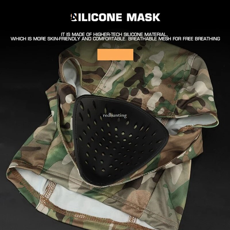 DISICHEN New style Tactical Silicone Mask Hunting Balaclava Head Hood Silicone Half Face Windproof Headgear Cycling Sunscreen Windproof Headgear