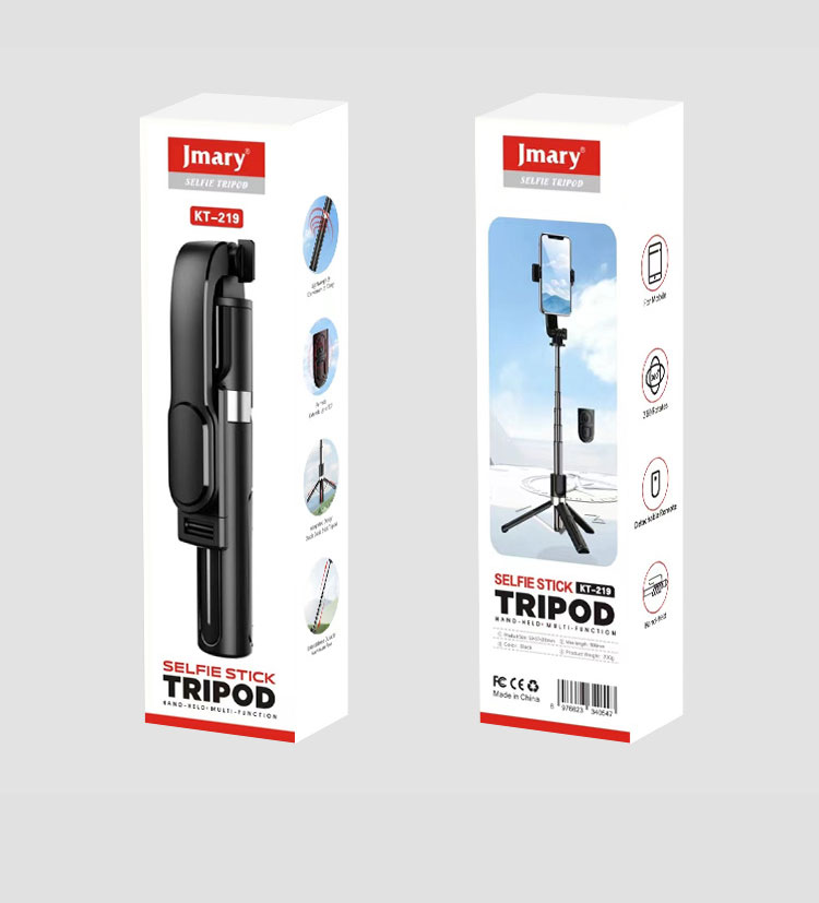 JMARY KT-219 Telescopic Selfie Stick Tripod Stand Cell Phone Clip Rotation Design Remote Shutter