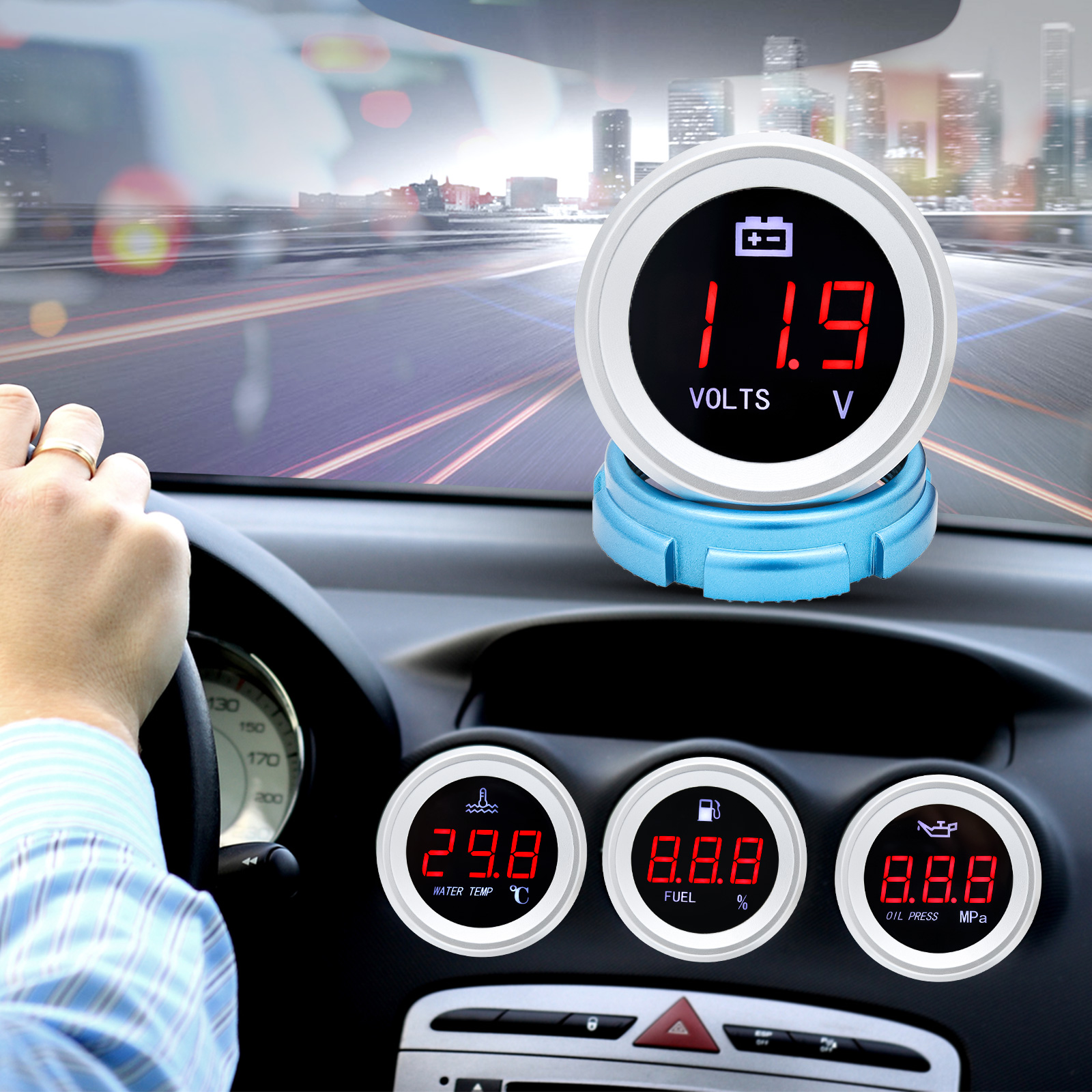 NEW 【Innovative design】0-120鈩?Water Temperature Gauge With Warning Alarm Car Temperature Sensor 1/8npt 52mm Water Temp Meter For 12v/24v Auto Truck
