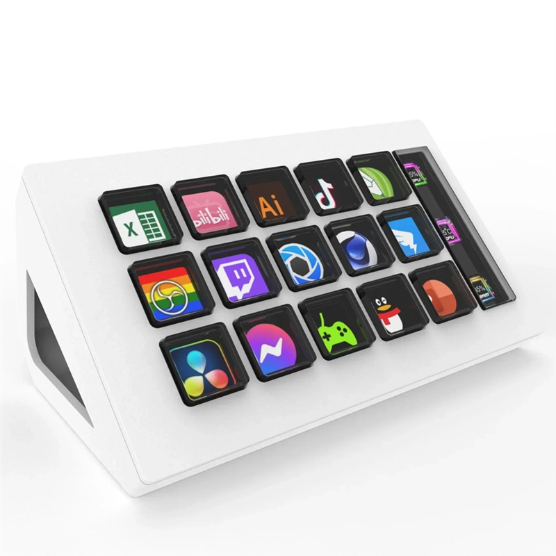 ARELENE For StreamDeck Visual Keyboard LCD Button 15 Keys Live Content Creation Controller Custom Button for /IOS (White)