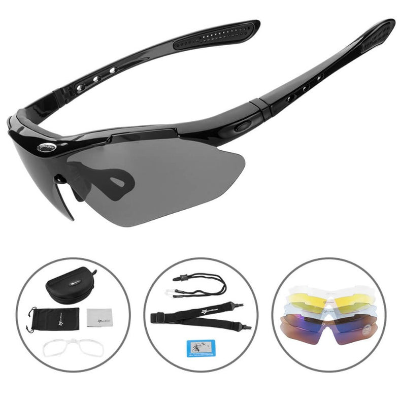Rockbros Cycling Glasses Polarized Sunglasses With 5 Interchangeable Lenses For Mountain Bike