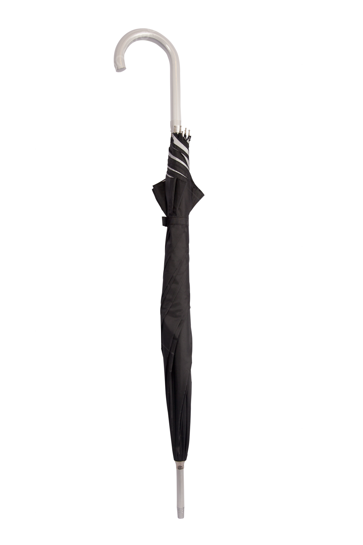 FR-RT Traditional Old Style Long Vintage Black Umbrella Inside White Color Parasol Steel for Men / Women Nostalgic