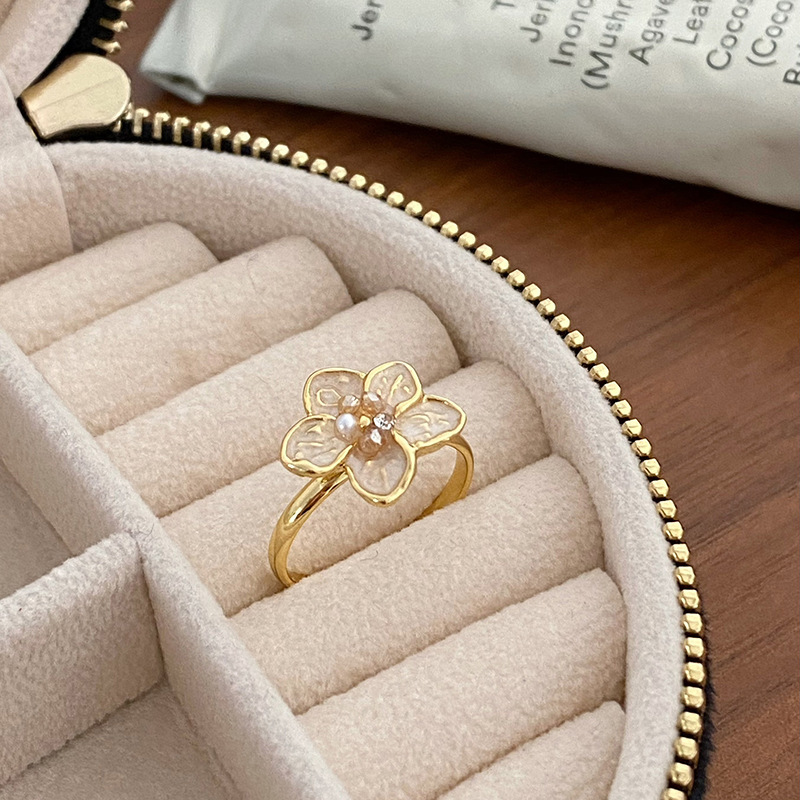 NEW French Style Girl Heart Color Zircon with Diamond Double Layer Chain Open Ring Female Forefinger Ring ins Fashionable and Advanced