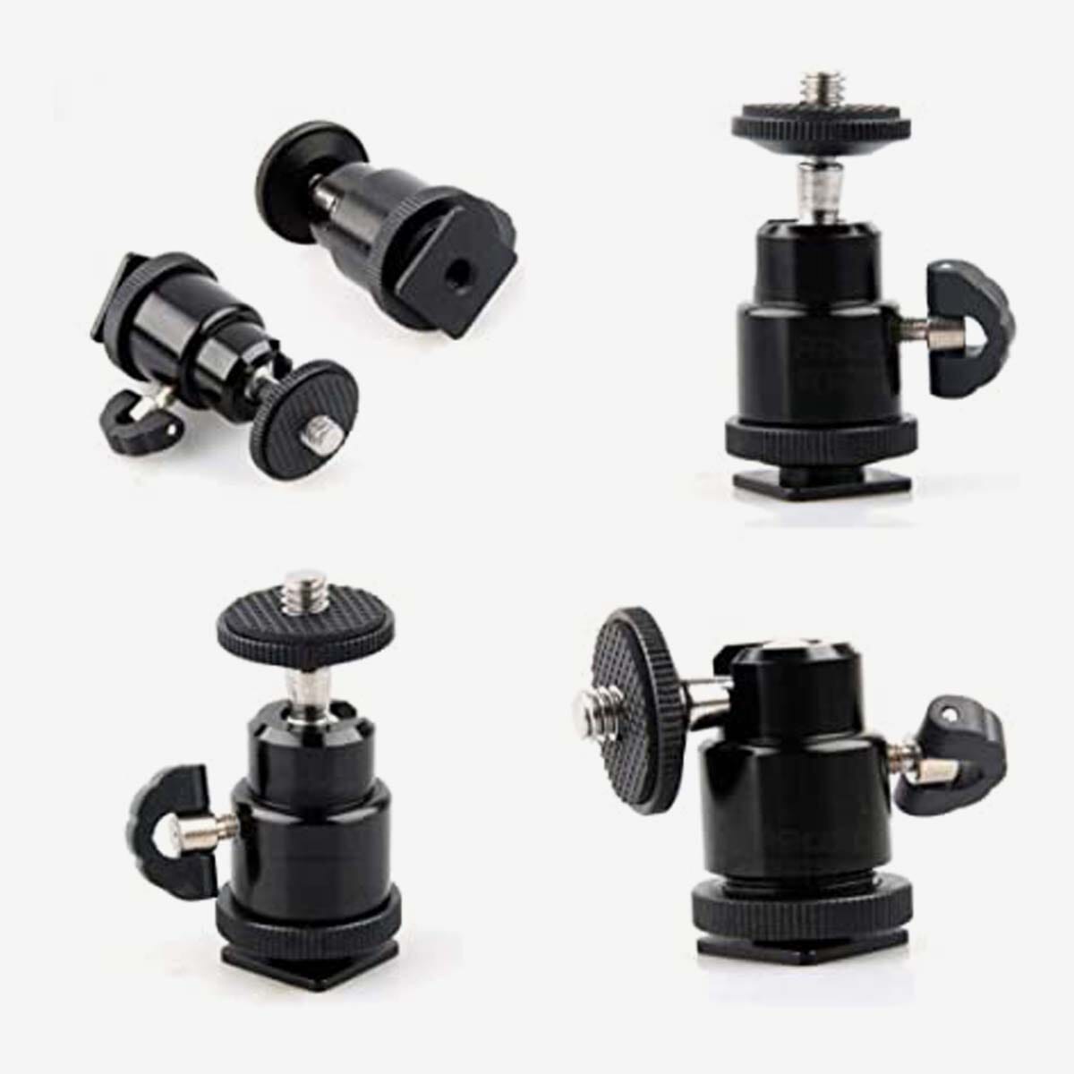 Adjustable Mini Smart Ball Head Bracket 1/4" Hot Shoe Mount Rotating Flash Bracket