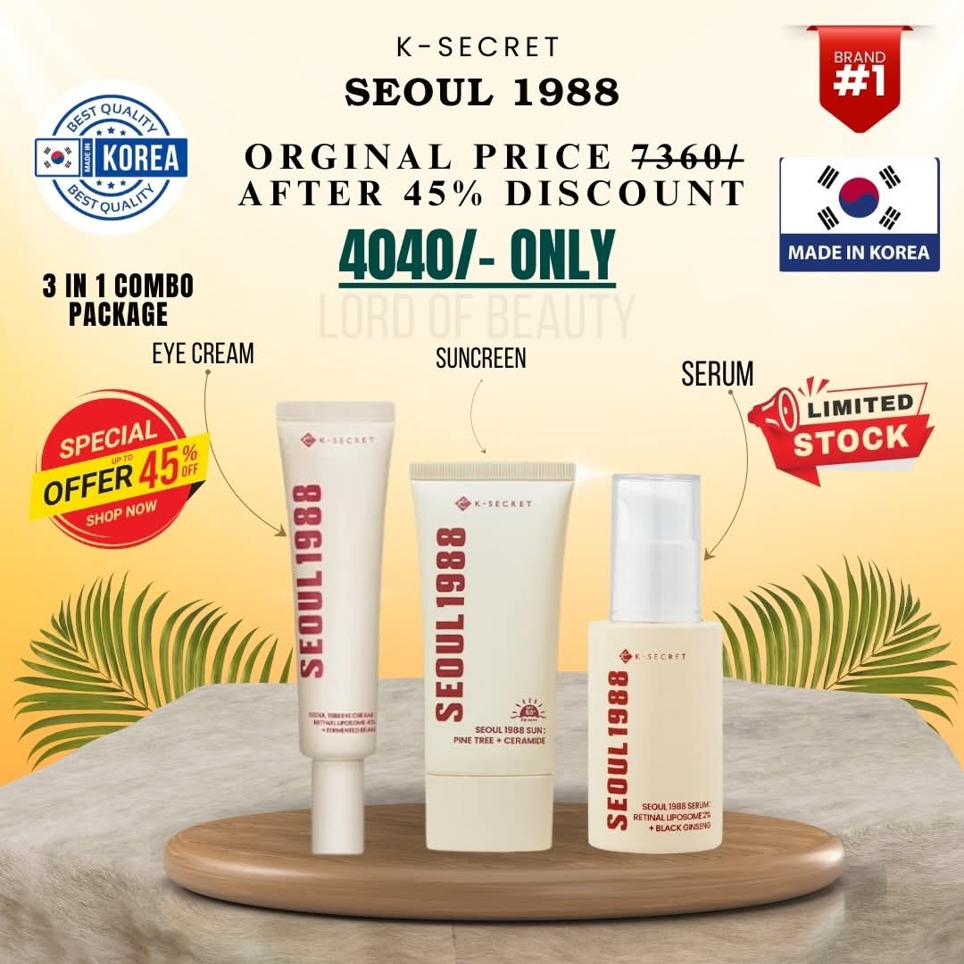 K-SECRET 3-Piece Combo Set - Retinal Face Serum (30ml) + Retinal Eye Cream (30ml) + Pine Tree Ceramide Sunscreen SPF 50+ PA++++ (50ml)
