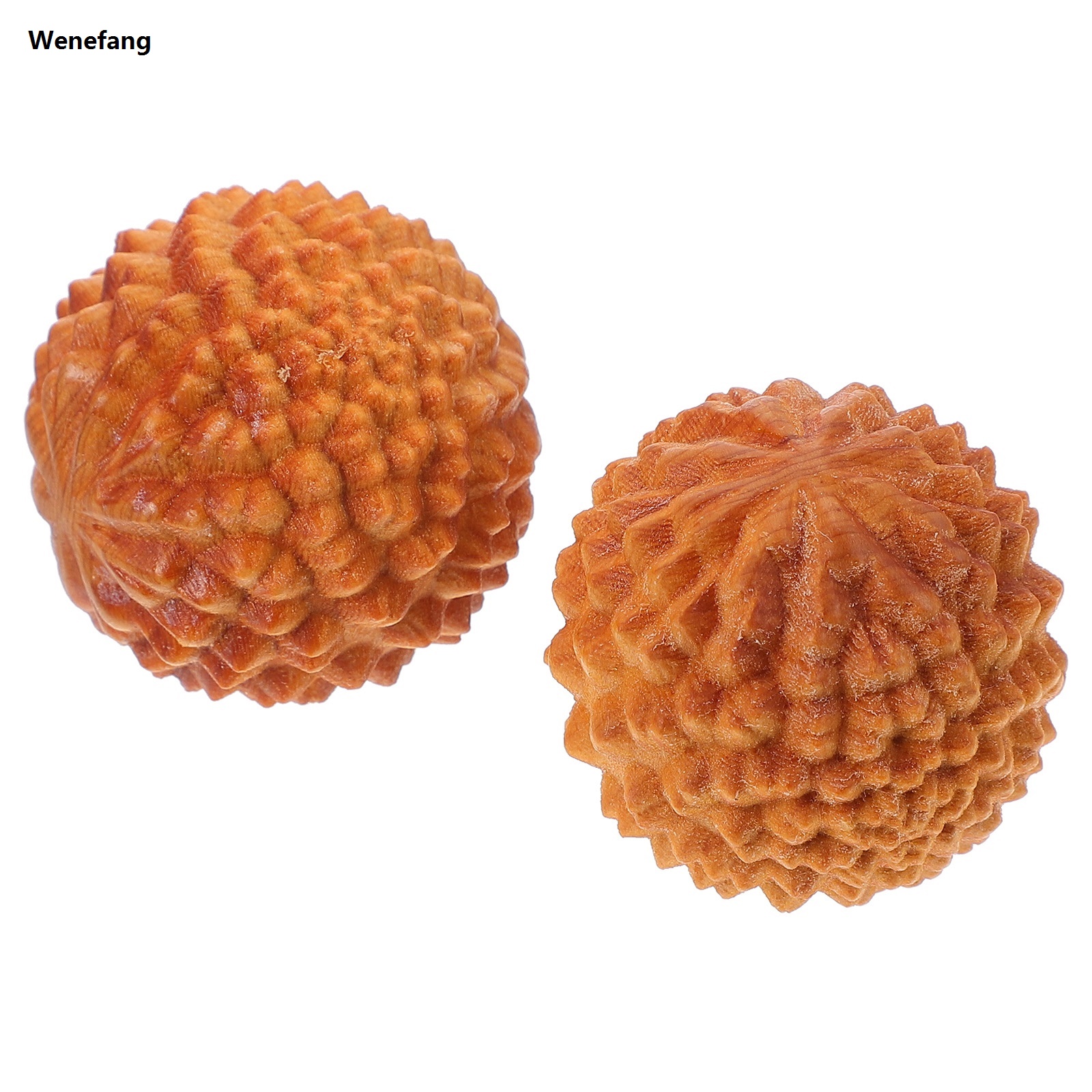Wenefang 2 Pcs Handball Massage Wood Craft Round Fitness Balls Handle Leisure Acupoint Massager Massaging Tool Wooden Training Rolling