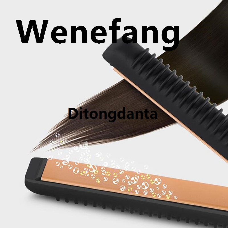 Wenefang Curling iron salon titanium flat iron thin hair maker mini teddy wave straight pencil professional short hair