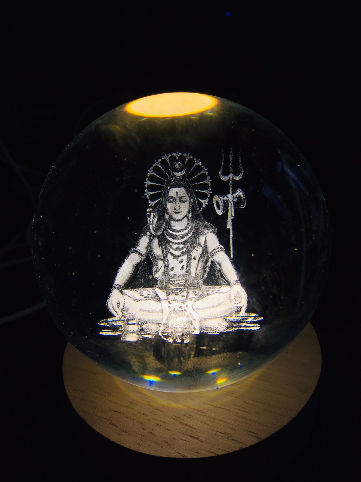 3D Crystal Ball Night Stand Lamp, Lord Shiva