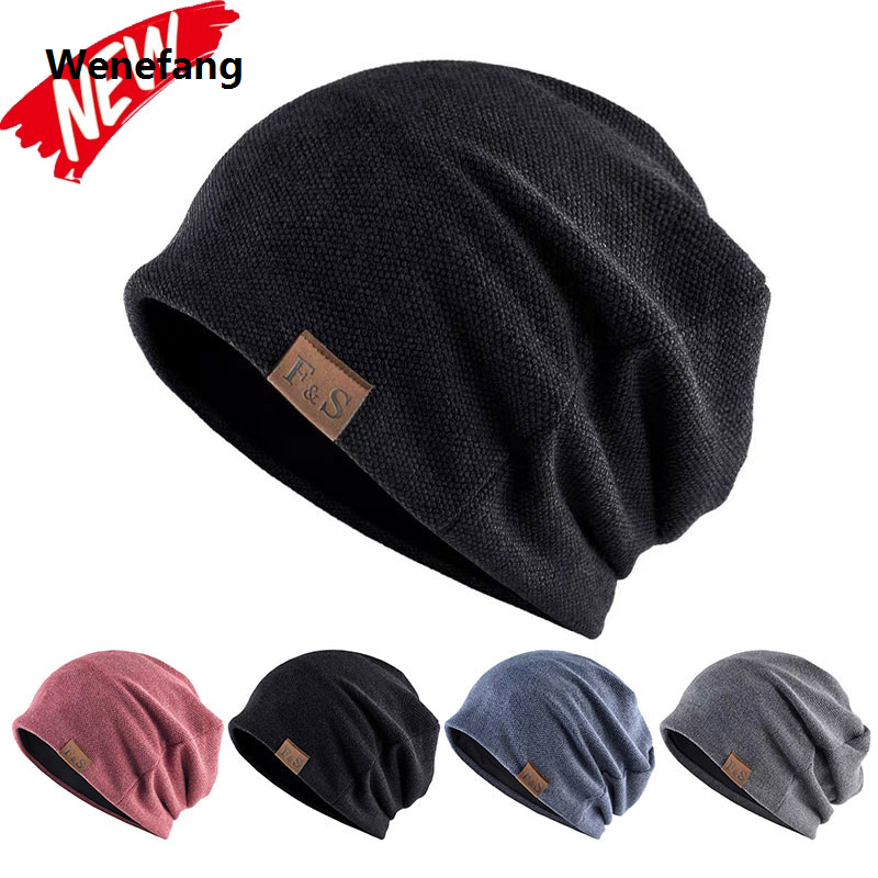 Wenefang Mens Trendy Slouchy Beanie Oversize Knit Long Baggy Skull Cap 2025 New Spring Summer Solid Color Fashion Pullover hat for Men Women