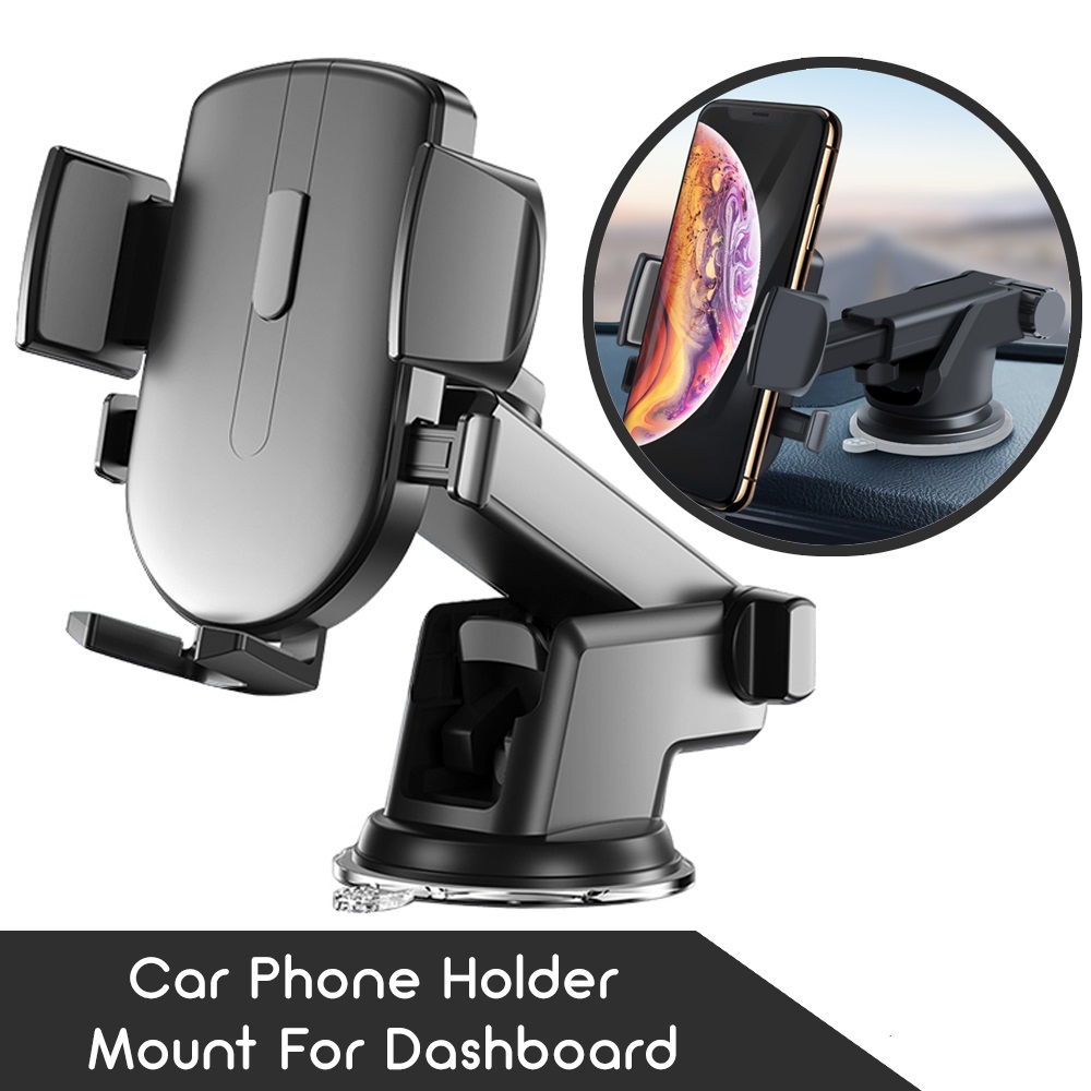 Universal Cell Phone Holder For Car, Car Phone Holder Mount For Dashboard Windshield Long Arm Strong Suction Cell Phone Car Mount