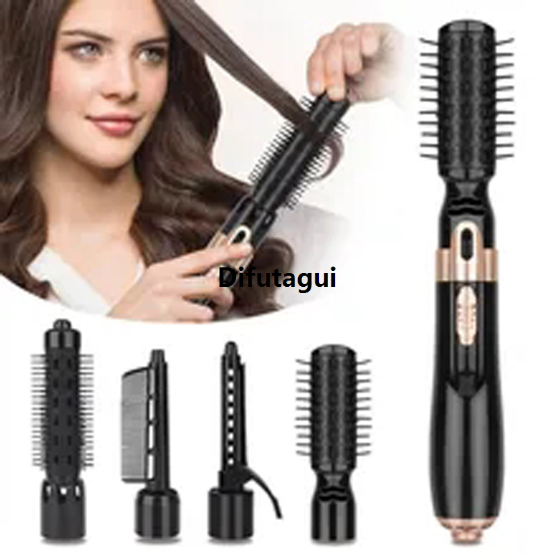 Difutagui Multi-Functional Four-In-One Negative Ion Hot Air Brush Hairdressing Comb Straight Hair Curly Dual-Use Rotating Styling Sets