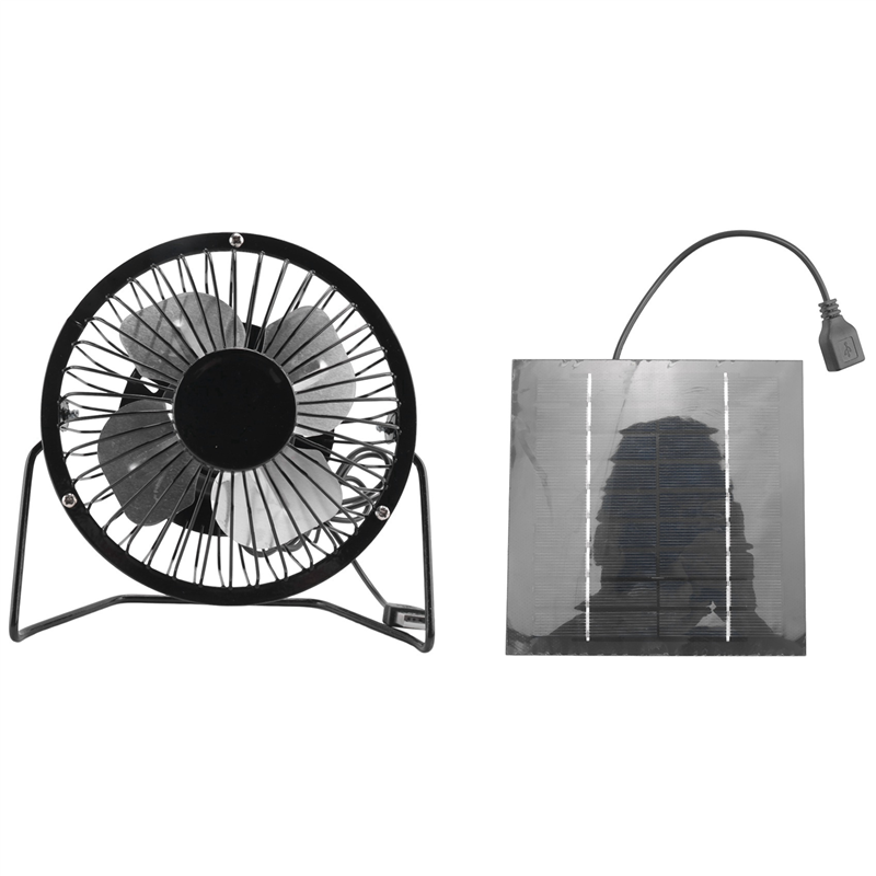 NAMUNY 2X 5W 5V Panel Powered Fan, Portable Ventilation Cooling Fan 4-Inch USB Fan for Camping Yacht Dog House