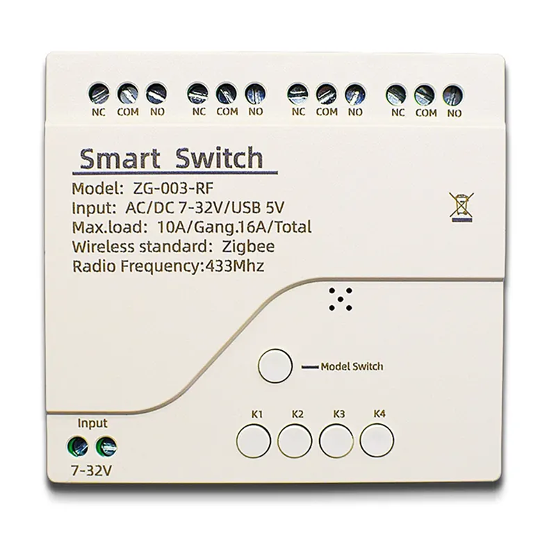 JAERBEE 2X 4CH Zigbee Smart Light Switch Module DC 5/12/32V RF433 Receive 10A Relays Work with Alexa Assistant(A)
