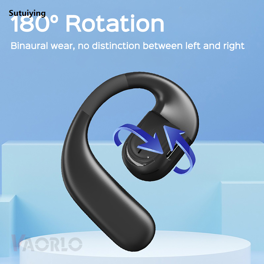 Sutuiying VAORLO Ear-hook Bluetooth 5.4 Business Earphone 180° Rotation Open Ear Headset With Mic Long Battery Life HiFi Stereo Headphone