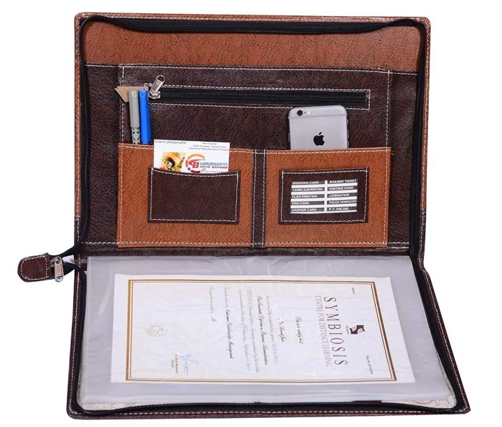 Brown Leather Display File Premiere Quality (PACK OF 1) Transcript File Size Length 11 INCH , Height 16 INCH Transparent 40 Leaves Which Can Hold Up To 80 Sheets