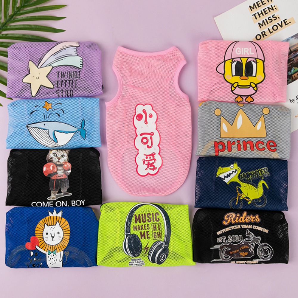 2023 Cute Cloth Fibre Soft Cool Cat T-shirt Puppy Vest Cat Costume Dog Clothes