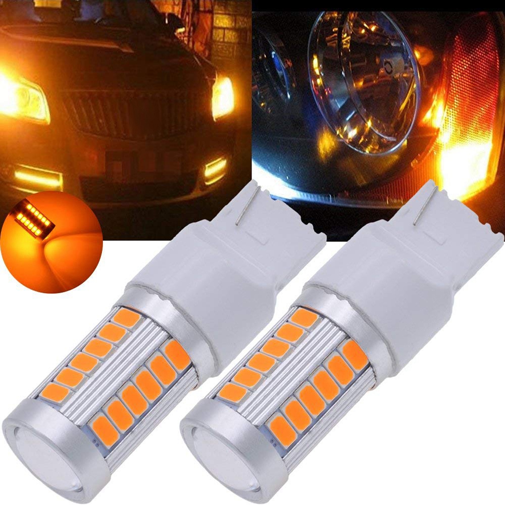 (COKP) 7440, T20 Led Bulbs Amber Yellow 900 Lumens Super Bright Turn Signals Light Brake Stop Parking Light Back Up Reverse Light Tail Light Bulb DC 12V 3.6W (Pack Of 2)