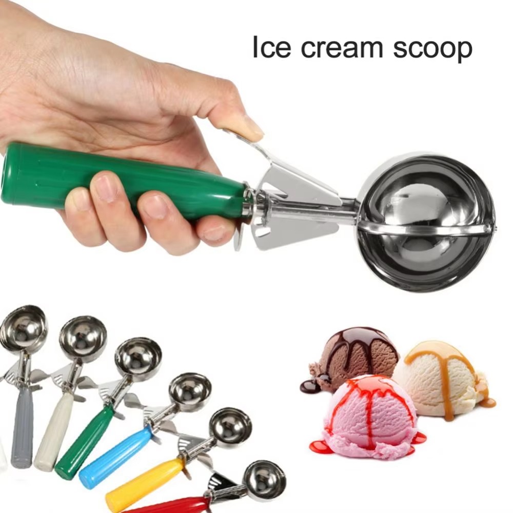 New Stainless Steel Ice Cream Scoops Watermelon Handle Digger Portable Ball Fruit Mash Spoon