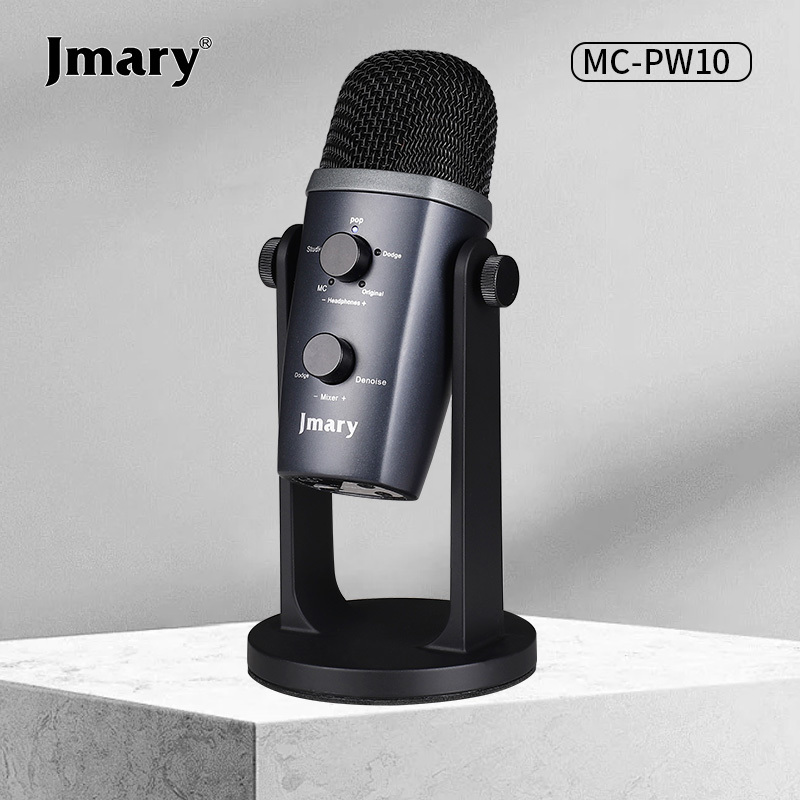JMARY MC-PW10 USB Condenser Microphone for PC, Laptop & Phone - Professional Studio Mic for Streaming, Gaming, Podcasting & Online Meetings with Noise Cancellation, 4 Sound Modes & Zero-Latency Monitoring