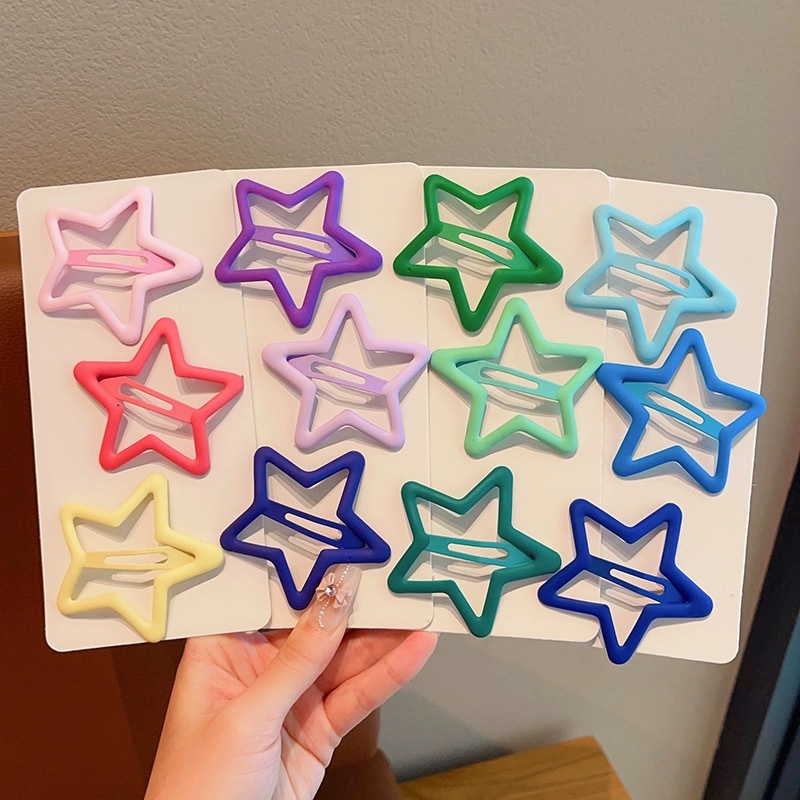 2024 New Dopamine Hair Accessories Large Children's Gradient Hairpin Scrub Large Large Back of Head Five-pointed Star BB Clip