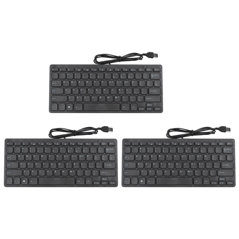 3X Wire Keyboard Ultra-Thin Quiet Small Size 78 Keys Mini Multimedia Usb Keyboard for Laptop Pc