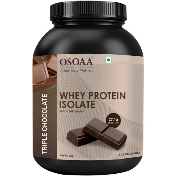 OSOAA 100% Whey Isolate 2kg Chocolate - Men Women, Rich Amino Profile, 27.2g Protein, 21.4g EAA BCAA Glutamine, 58 Serving