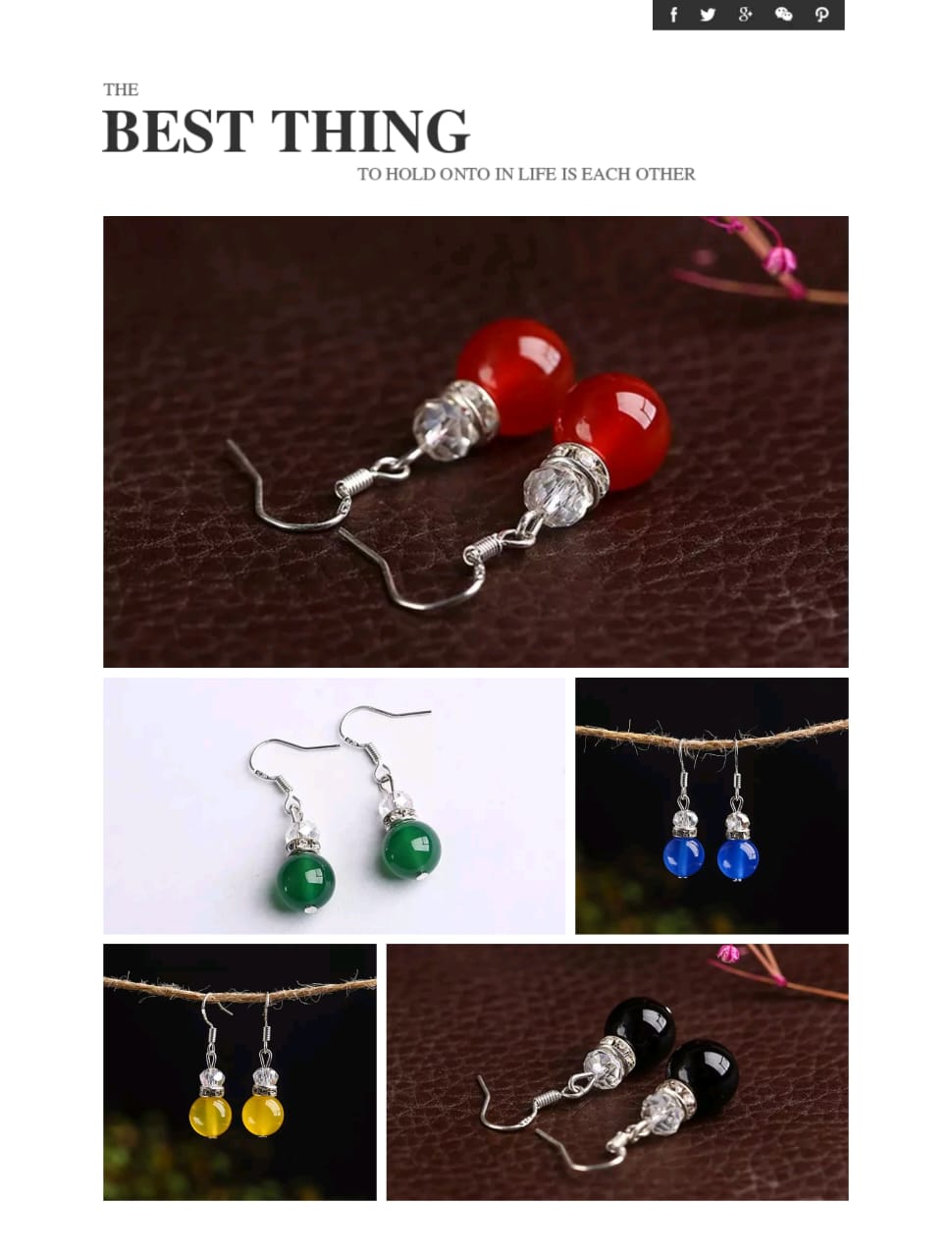 5 Pieces Beautiful 8 mm Multicolor Beads Silver Hook Earring for Women by Treasure Box Nepal
