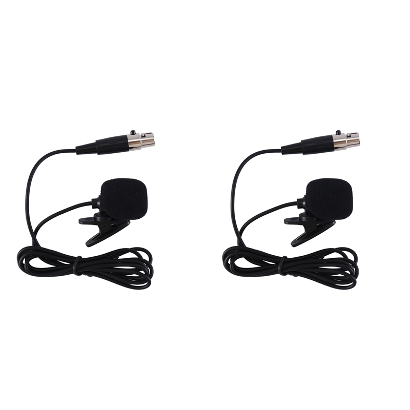 2X Professional Lavalier Lapel Tie Clip Condenser Microphone 4Pin Mic for Bodypack 4 Pin XLR