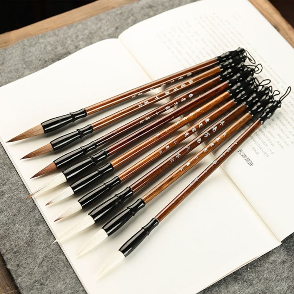 Ancient Oil Watercolor Chinese Calligraphy Brush Wolf Hair Oil Painting Scriptures Writing Brush Wood Art Paint Brush Artist