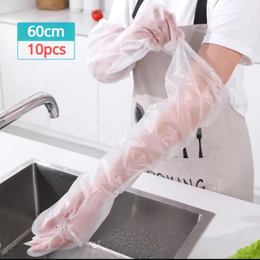 10PCS New Multifunctional Disposable Gloves Waterproof Plastic Cleaning Long Gloves Thickened Transparent Farm Glove Veterinary Examination