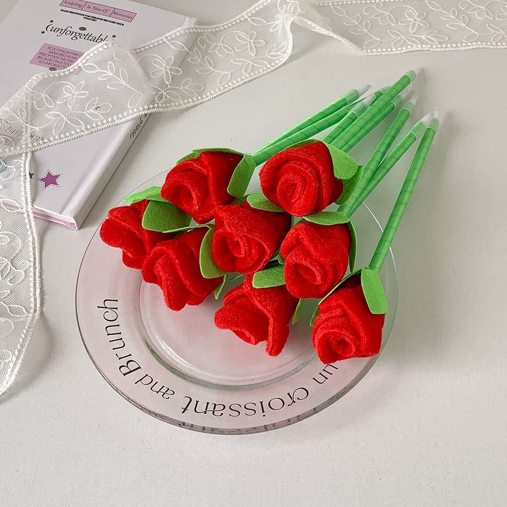 Rose Pens Smooth Writing Rose Flower Ballpoint Pens Portable Design Valentine's Day Valentine's Day Rose Pen Ballpoint Pen Decorative Cute Cartoon Design Pens Office Supplies