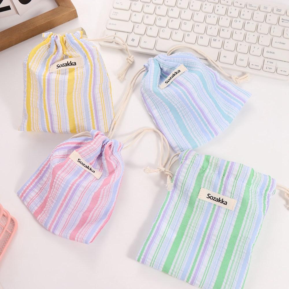Cute Change Bag Stripe Drawstring Storage Bag Packing Bag Canvas Makeup Bag Small Storage Bag Handbag Cosmetics Bag Girls