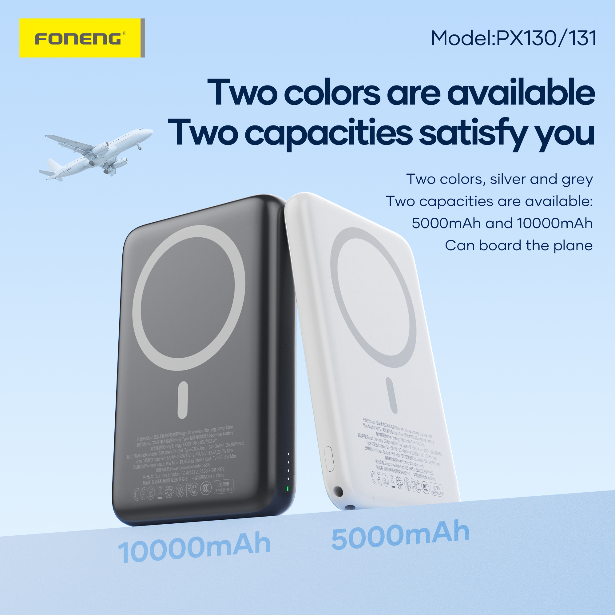 (New Launch) Foneng Powerbank 10000mah powerbank | Ultra thin Magsafe Powerbank | 22.5W Fast Charging Powerbank |15W Wireless Charging | PD charging | 3C Certified | Slim portable |1 year warranty | PX131
