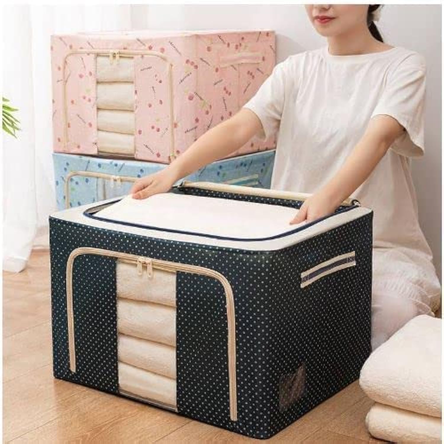 Storage Box Foldable Clothing Storage Bag for Clothes, Blanket, Comforter, Under Bed Storage - Storage Bags 1 pcs By Shop Nest