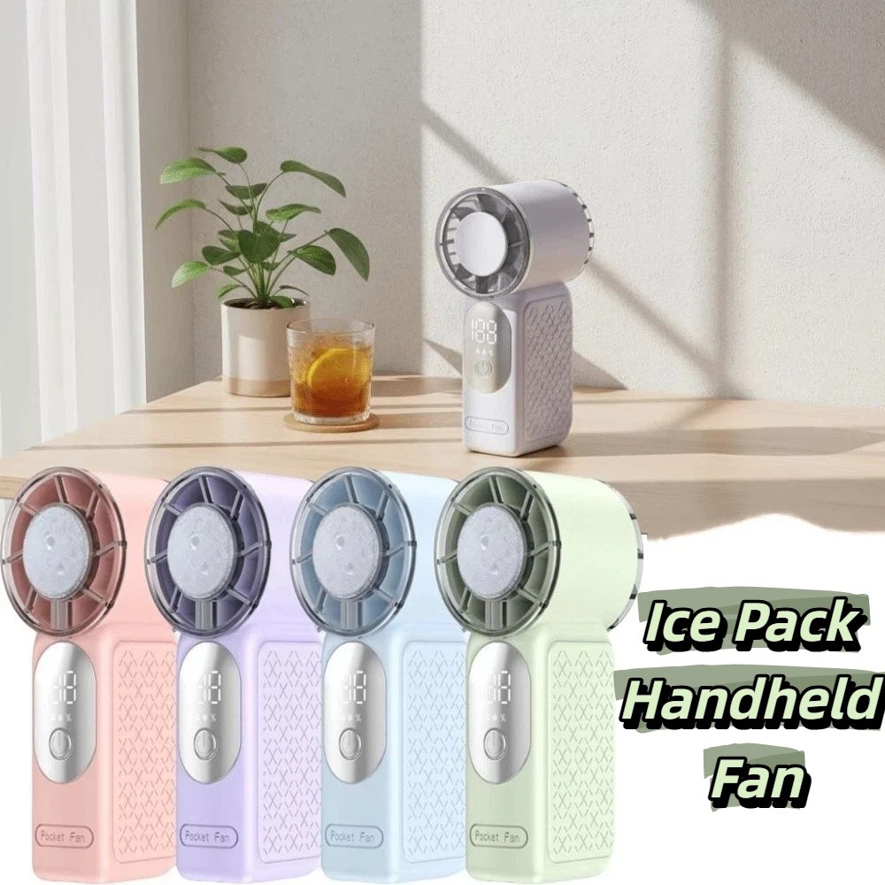 Refreshed Ultra-Long Battery Life Portable Handheld Fan Built-In Rechargeable Battery Compact Size Rechargeable Mini Fan Simple Operation Quick Cooling Airflow Ice-Cooling Handheld Fan for 5V/1A/2000mAh Hot Weather