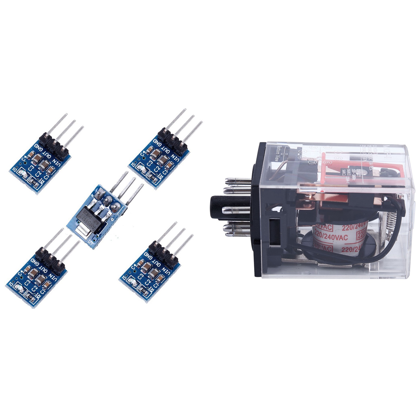 fasdaga 5x -3.3 DC Voltage Regulator Power Supply Module & 1x AC 220V/230V Coil Voltage PCB Power Relay 8 Pins