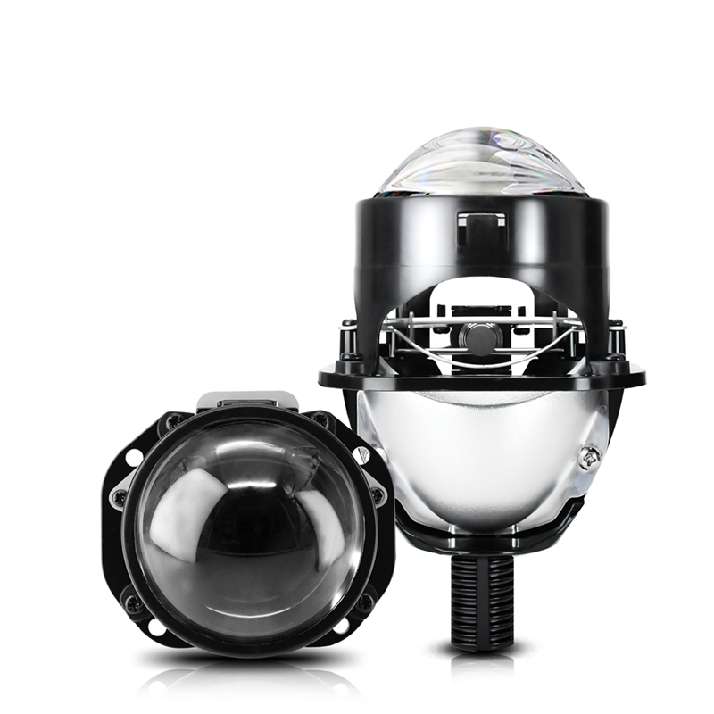 (GGBR)-2.5 Inch Bi LED Projector Lens for H4 H7 9005 9006 LED Lenses Car Bulbs 8000LM 6000K White with Hi/Lo Beam LHD