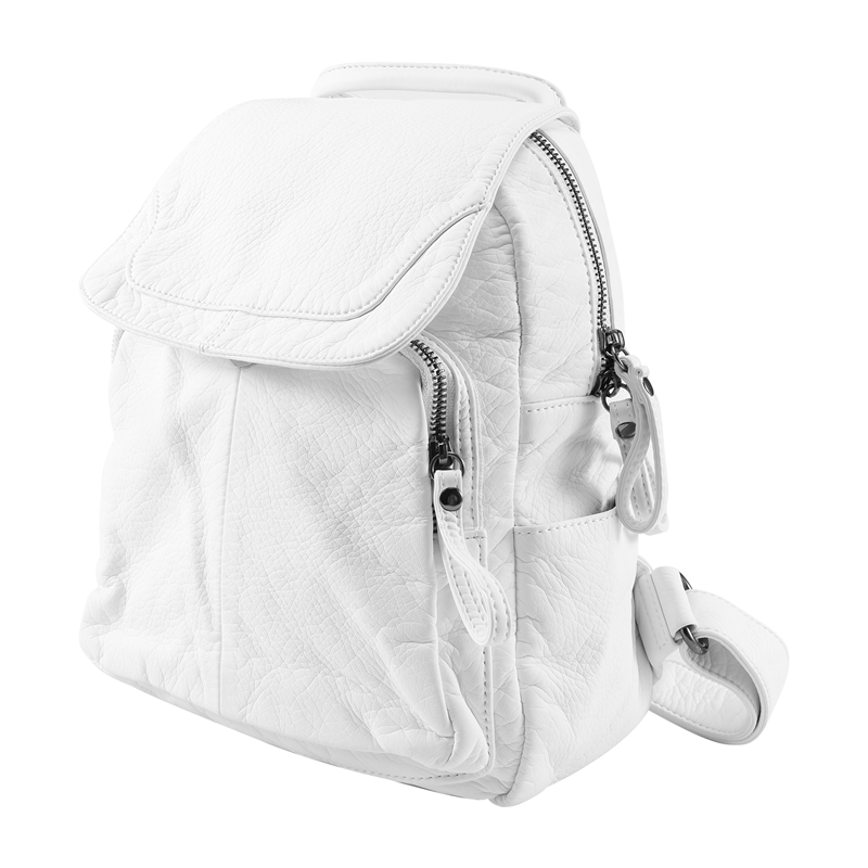 Women's Soft Leather Casual School Bag Washed Leather Backpack Girl Travel Small School Bag