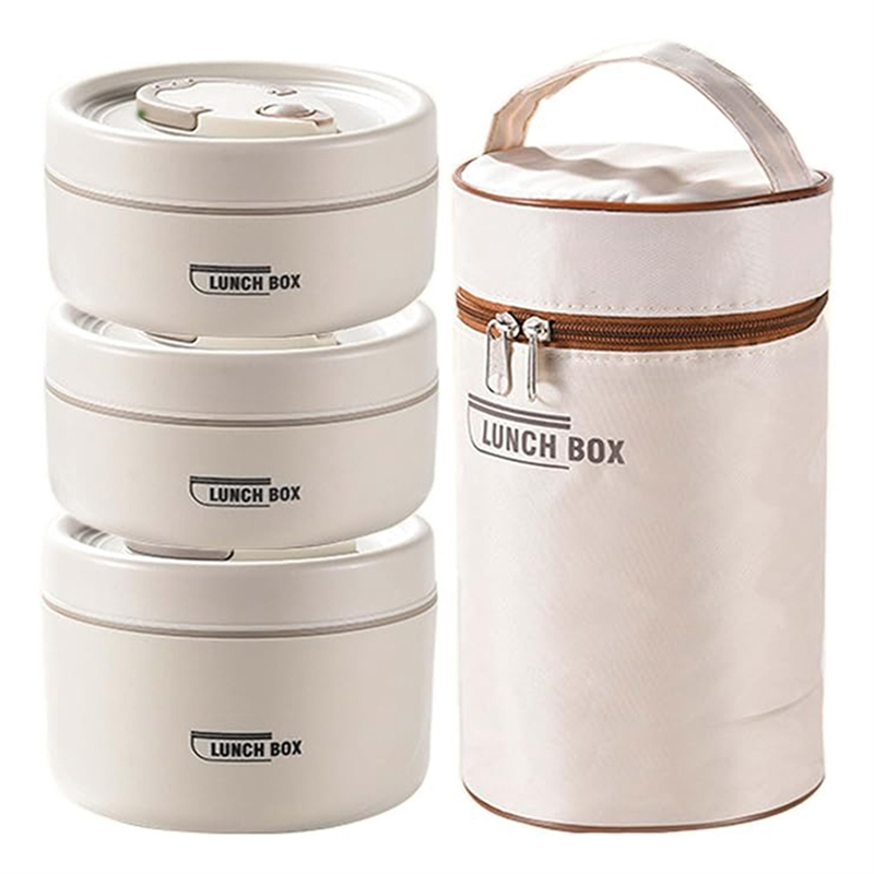 Insulated Lunch Box 3 Separate Stackable Lunch Boxes Suitable for Adults and Children